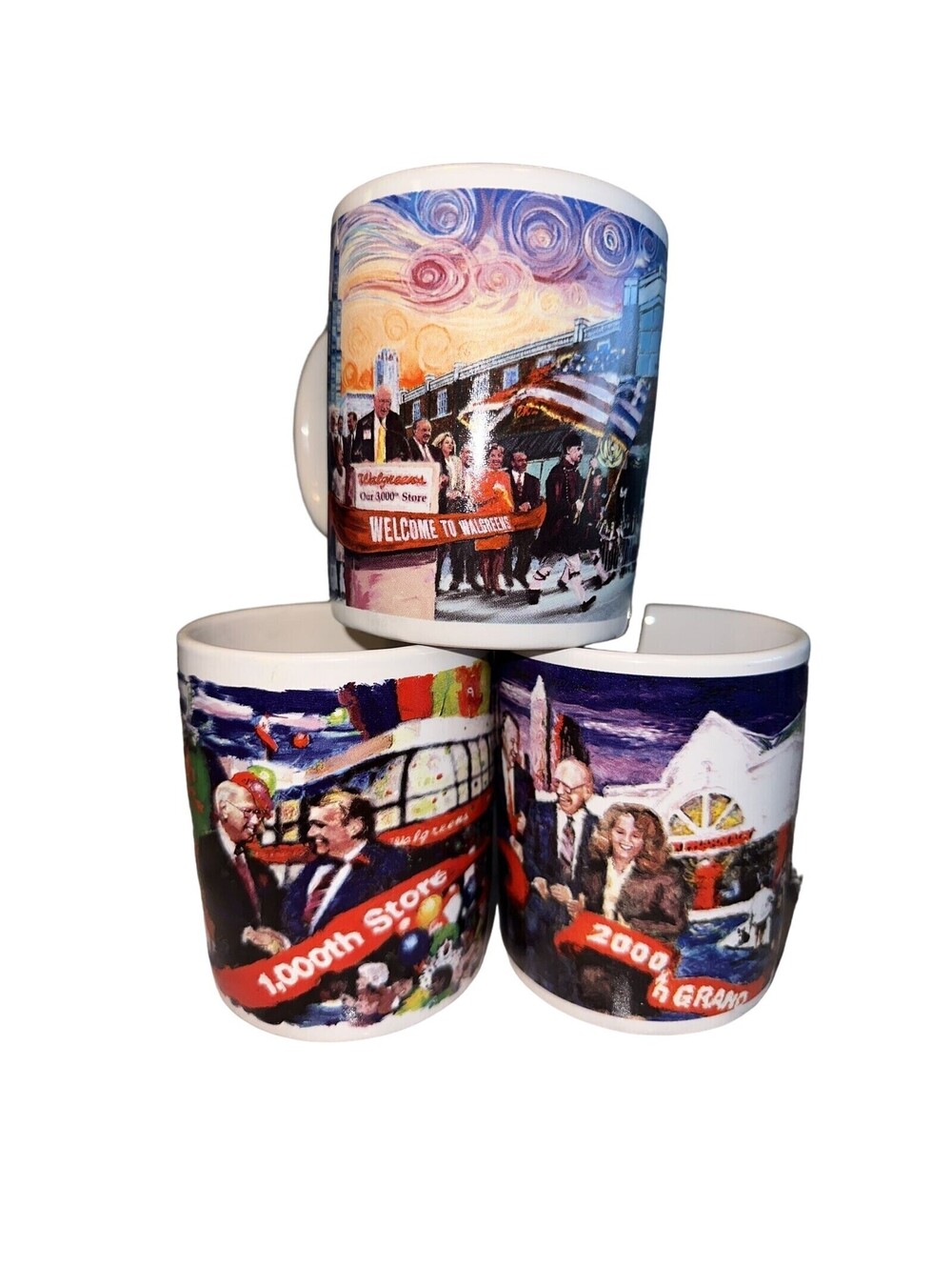 Walgreens 1999 2000 1998 Grand Opening Coffee Mug Set Lot Cleveland Chicago